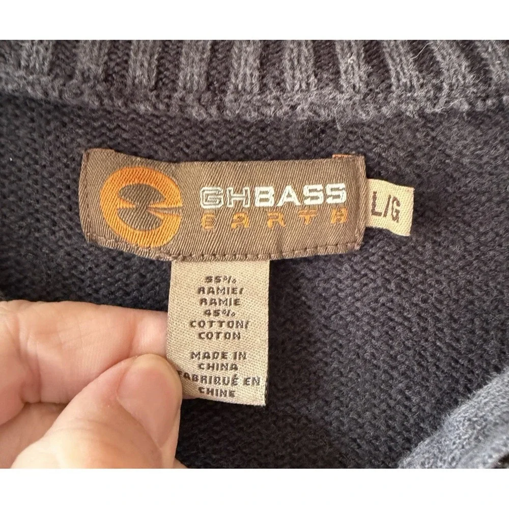 G. H. Bass Sweater Pullover Men's Size 1/4‎ Zip Gray Knit Large Casual Office